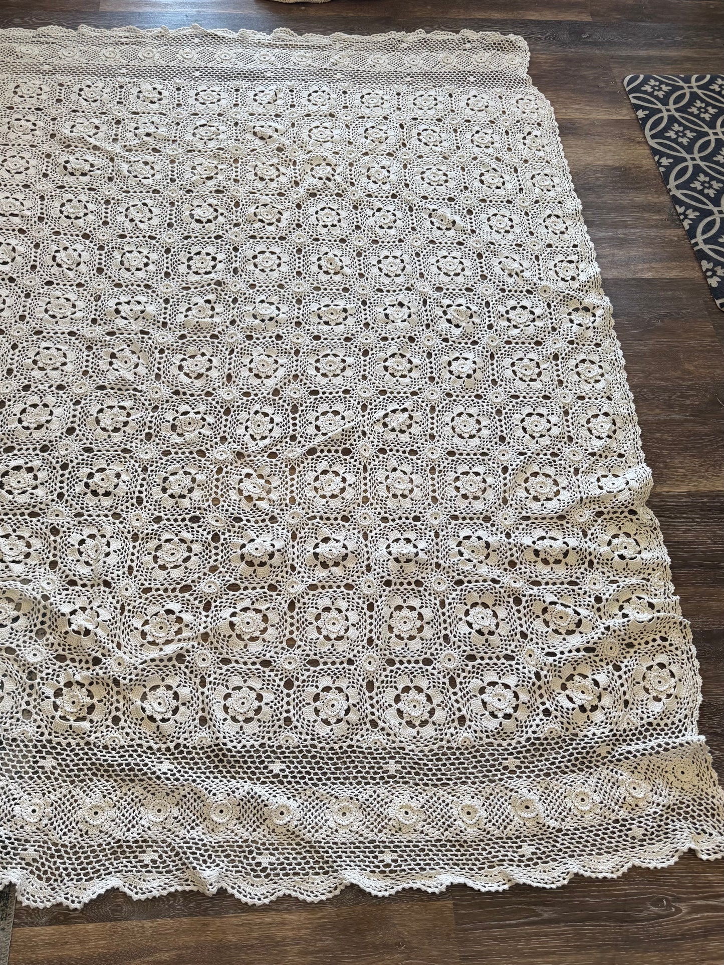 Vintage Crochet Blanket - White